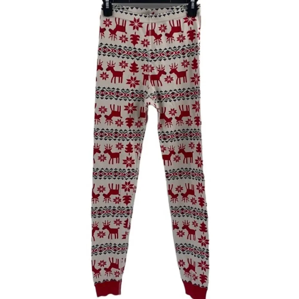 Hanna Andersson Christmas PJ Bottoms Girls Size 14 Holiday Deer Pajamas